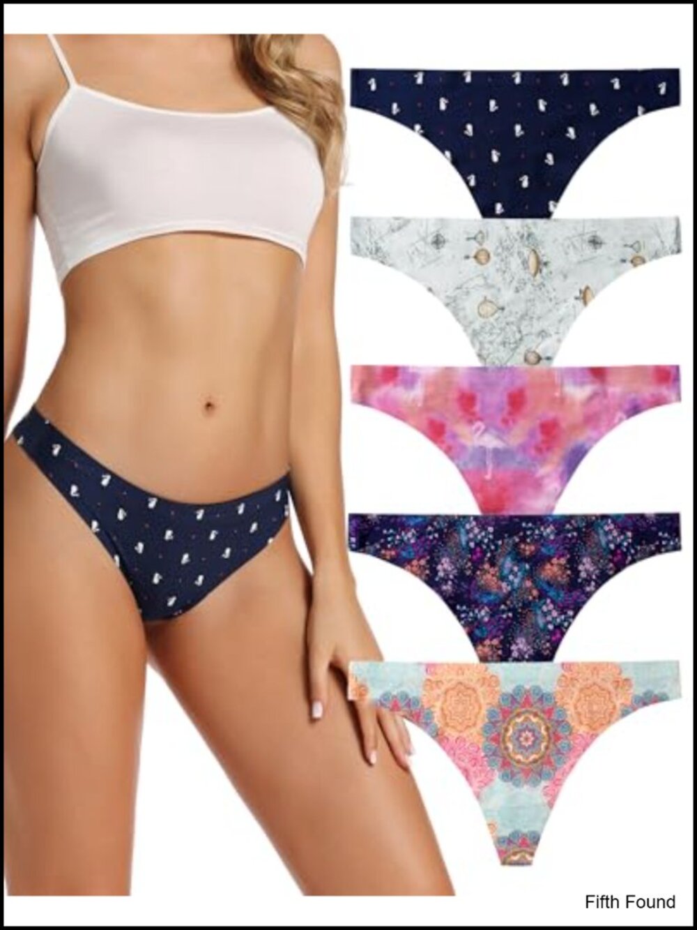 Seamless Women's Thong Underwear 5 Pack No Show Breathable Micro-Mesh Panties
